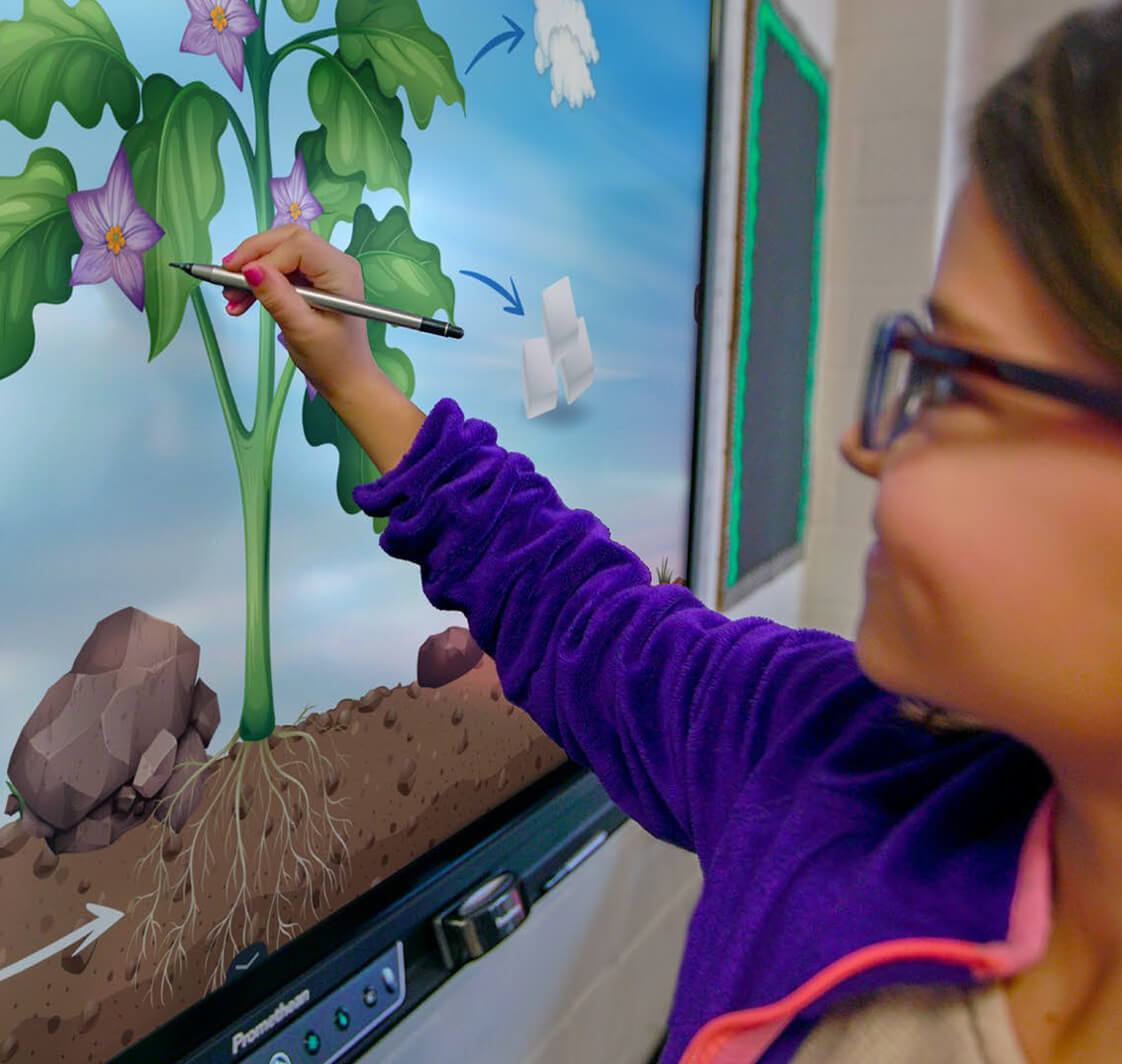 Child using a Promethean ActivPanel.