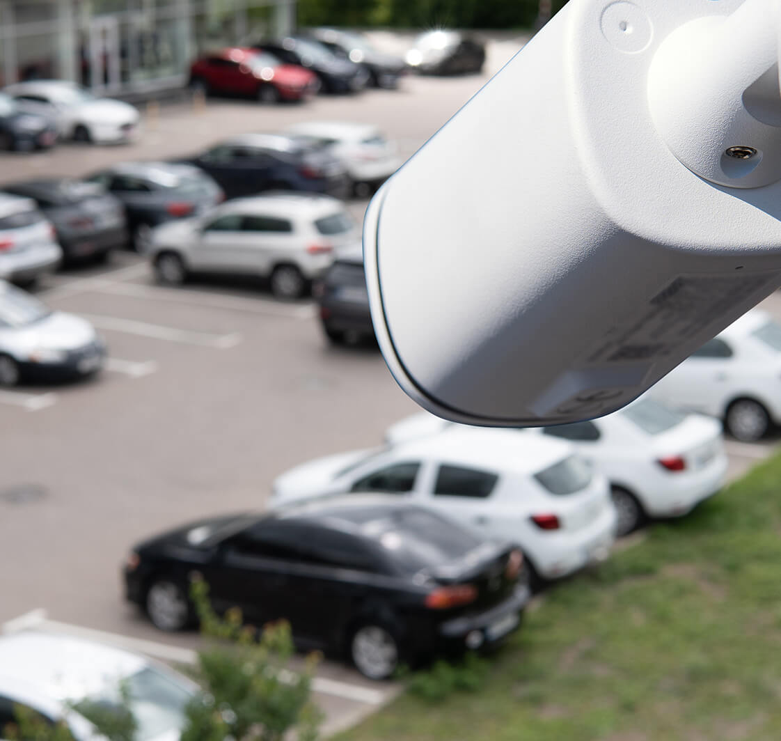 CCTV camera in car park.