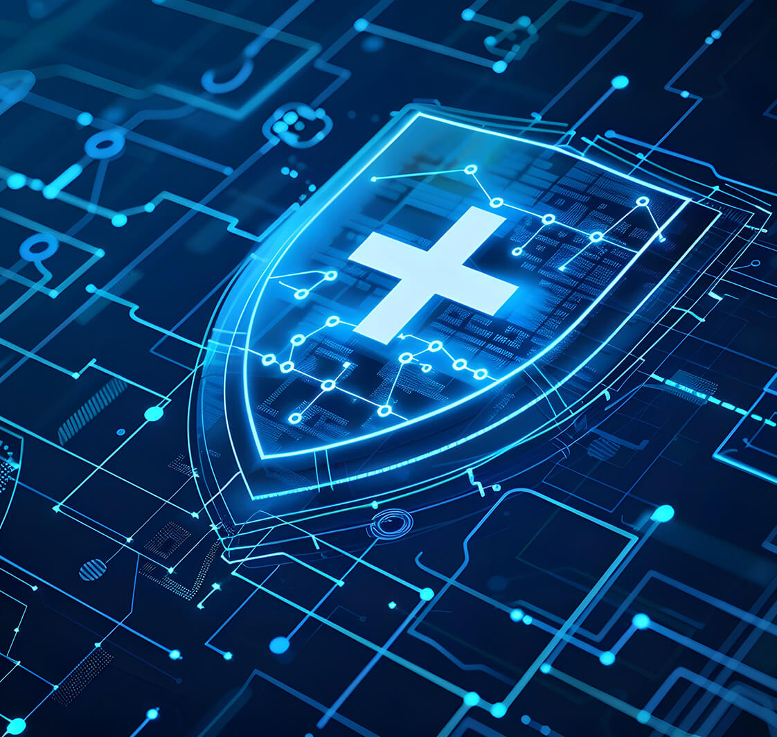 Healthcare Security Shield Digital Technology Concept.