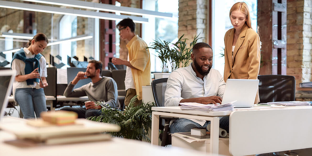 People working in an office.